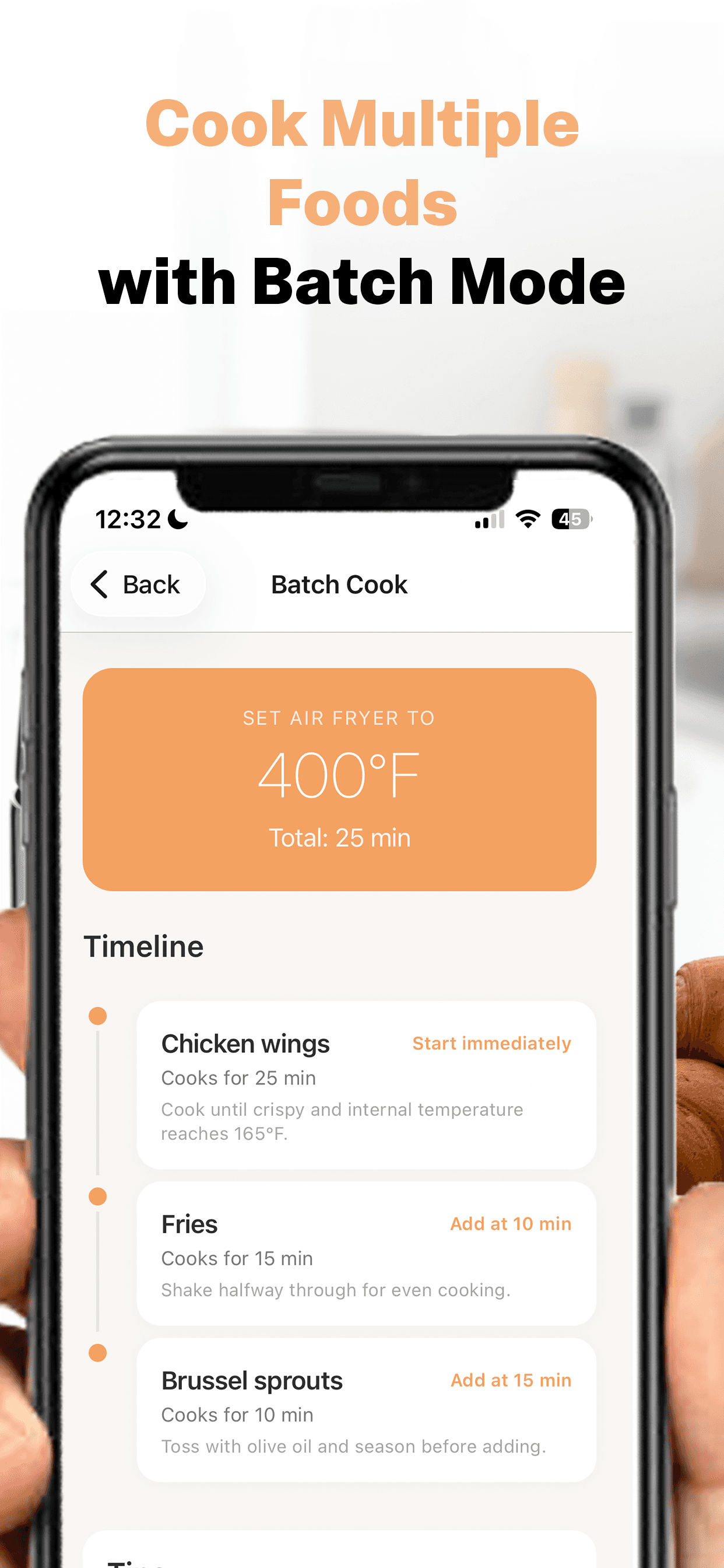 Cook multiple foods with batch mode